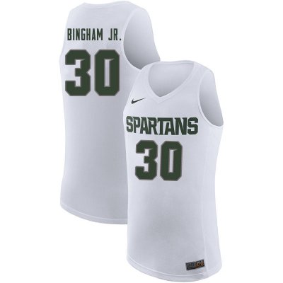 Men Michigan State Spartans NCAA #30 Marcus Bingham Jr. White Authentic Nike 2019-20 Stitched College Basketball Jersey IU32S71VC